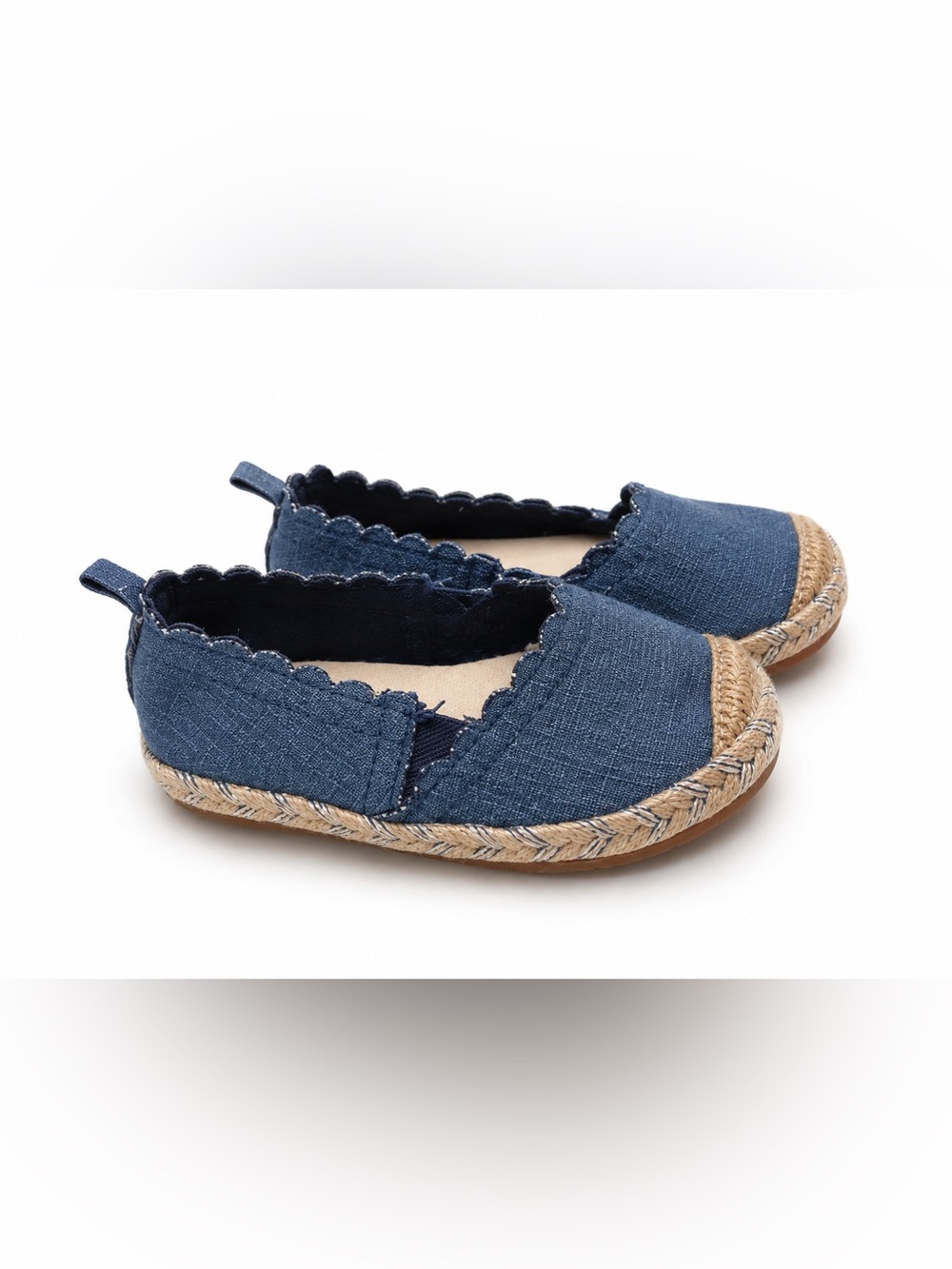 Gap Thea Chambray Slip-On Baby Shoes NWOT Size 5 Scalloped Espadrille